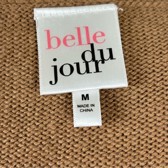 Belle du Jour Sweater Vest Cable Knit Sleeveless V-Neck Brown Size Medium - Picture 4 of 10